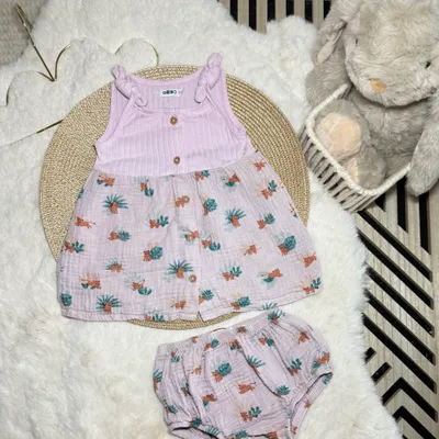 🌸 Ensemble fille - Robe + bloomer • 12 mois 🌸